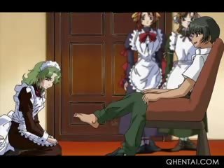 Hentai bị kích thích người tình dục lạm dụng của anh ấy thơm maids