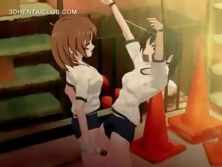 Bị ràng buộc lên hentai cô gái được lồn vibed cứng