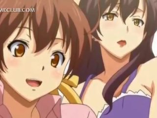 Adoleshent 3d anime vajzë luftuar mbi një i madh bosht