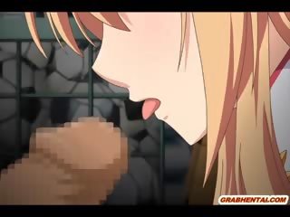 Roped Busty Anime Coed Sucking Bigcock