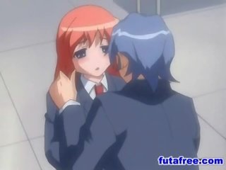 Redhead futagirl gets her asshole toyed