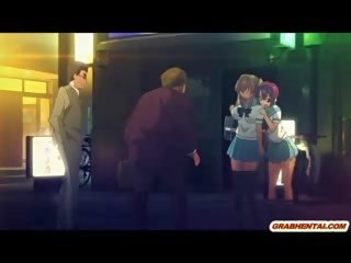 Krūtainas japānieši anime coed tittyfucking un sejas masāža cumming
