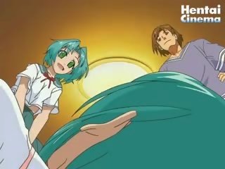 Shy Hentai Blue-haired Chick Gets Her Pussy Fingered And