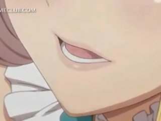Si rambut perang anime fairy pada tumit pukulan dan mengongkek keras zakar/batang