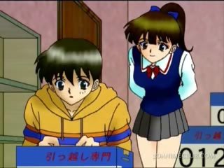 Anime gadis sekolah menggosok beliau botak quim dalam yang mandi