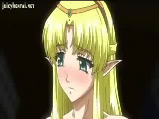 Hentai elf rubbing her massive titties