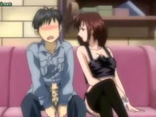 Seksi anime perempuan tak senonoh dalam hitam stoking