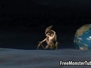 3D Babe Fucked On The Moon By An Alien Monster