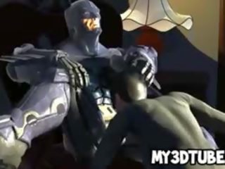 গরম থ্রিডি catwoman sucks উপর batmans শিলা কঠিন বাড়া