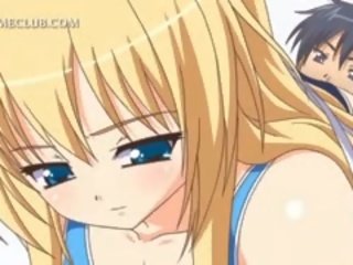 Słodkie anime blondynka dziewczyna jedzenie kutas w gorące sixtynine