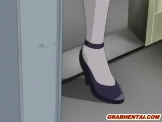 Δέσιμο hentai κορίτσι του σχολείου με ένα muzzle groupfucking με