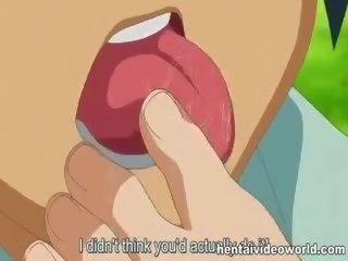Foten fetisj og blowjob i hentai video