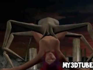 3d si rambut merah babe mendapat fucked keras oleh yang mahluk asing spider