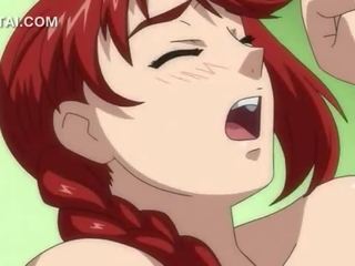 Naked redhead anime girl blowing dick in sixtynine