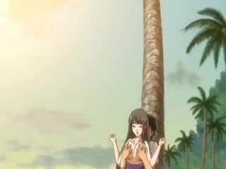 Suur perse anime tüdruk pritsed edasi a rand