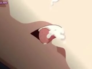 Anime flittchen wird samenplasma auf sie brüste