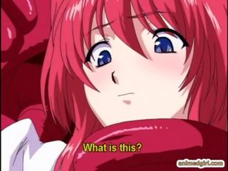 Roodharige anime heet geboord allhole door tentakels