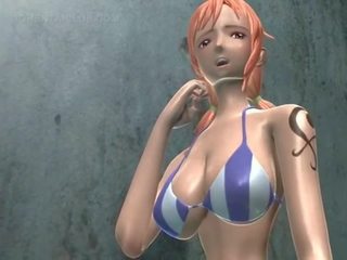 Slutty anime redhead blowing a large phallus