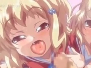 Tenger hentai meisje neemt piemel in mond en weinig quim