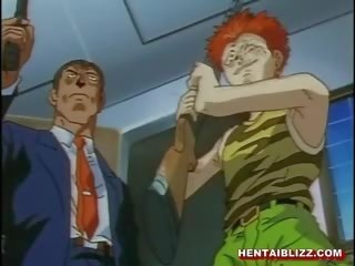 Fanget hentai brutalt orgie av svart maske menn