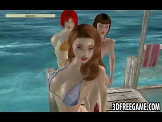 Sexy 3d pantai sluts are stripping and give lisan