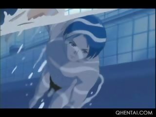 Smashing hentai ninfa en gafas teniendo sexo en la piscina