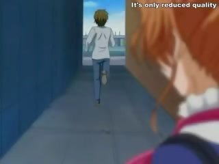 E lidhur vajzë pees ndërsa i vështirë qij në anime