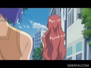 Giới tính đói hentai người hai giới người giúp việc ăn cho âm hộ và fucks thân cây