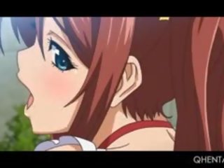 Tóc đỏ thơm hentai cô gái âm hộ trêu chọc lên váy trong công khai