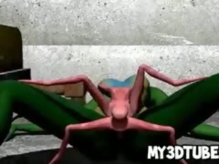 3d grün außerirdischer bekommen gefickt schwer von ein spider