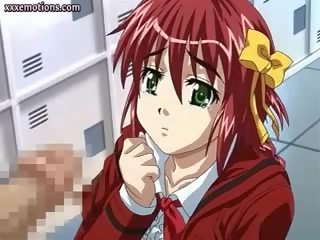 Anime meitene izpaužas jizz uz viņai mute