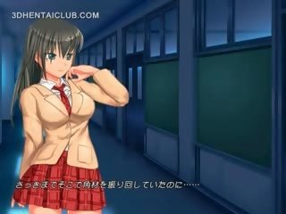 Big Titted Hentai Schoolgirl Slurping Her Pussy Juices