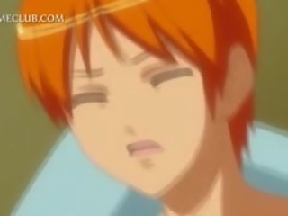 Tit gnidd 3d anime jente suging kuk i nærbilde