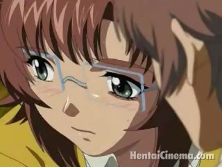 Superb Hentai Girl In Glasses Blowing A Large Schlong In