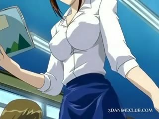 Anime School Teacher In Short Skirt Shows Pussy