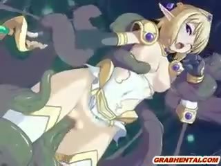 Comel hentai elf menangkap dan panas menggerudi wetpussy oleh tentacles