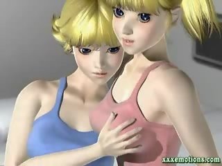 Animated blondes sharing a huge black cock