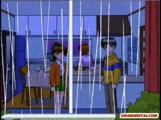 Barmfager anime selv- onanering i den dusj
