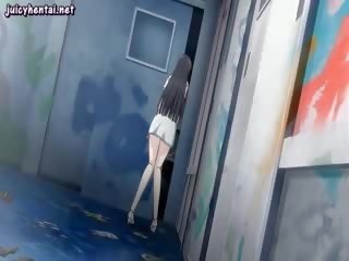 Dark haired hentai girl gets jizzload