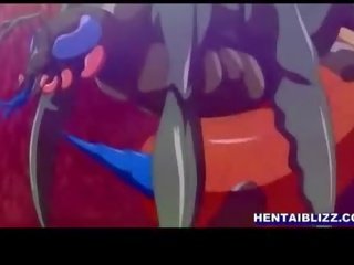 Pelirroja hentai con tetas taladrada por monstruo tentáculos